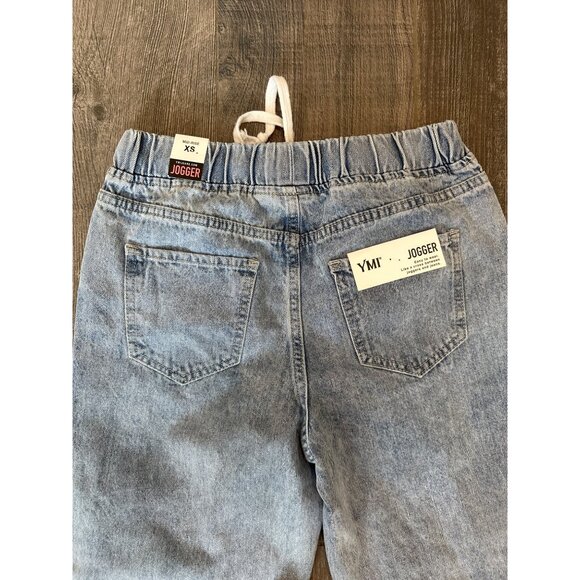 YMI Jeans USA XS Distressed Light Wash Denim Jogger Pants - Picture 4 of 5